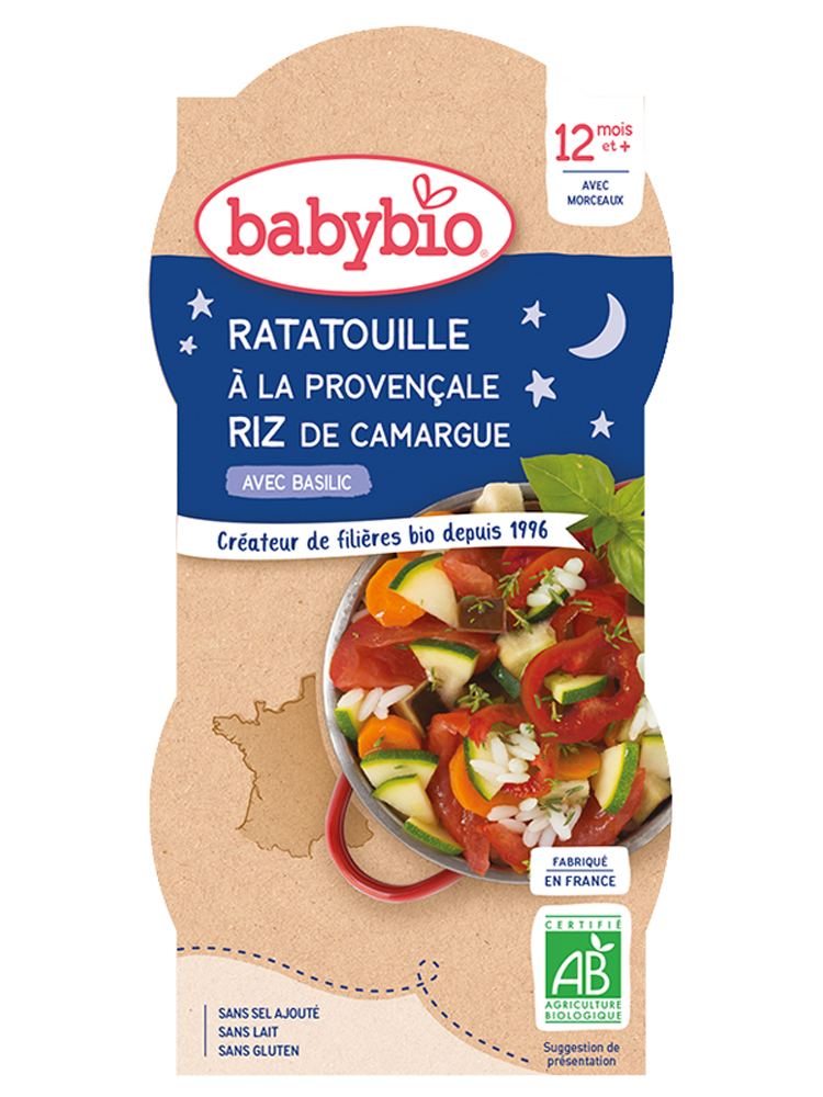Babybio Bonne Nuit Ratatouille à la Provençale & Riz de Camargue au Basilic
